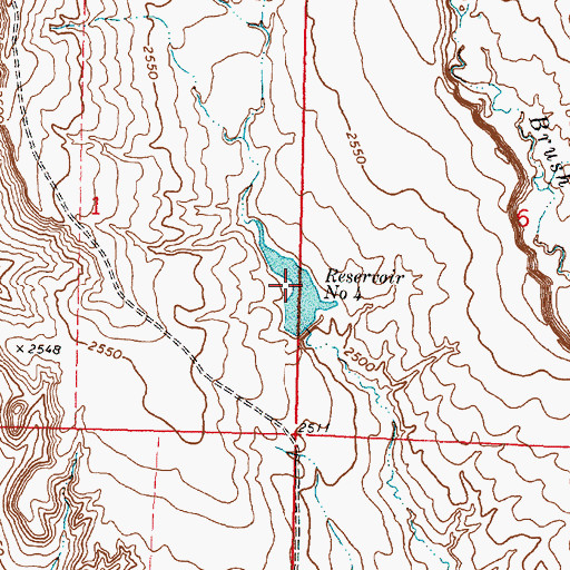 Topographic Map of Reservoir Number Four, MT