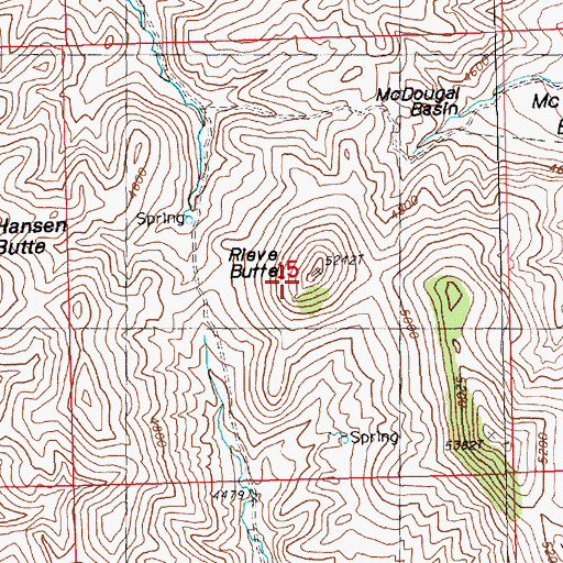Topographic Map of Rieve Butte, MT