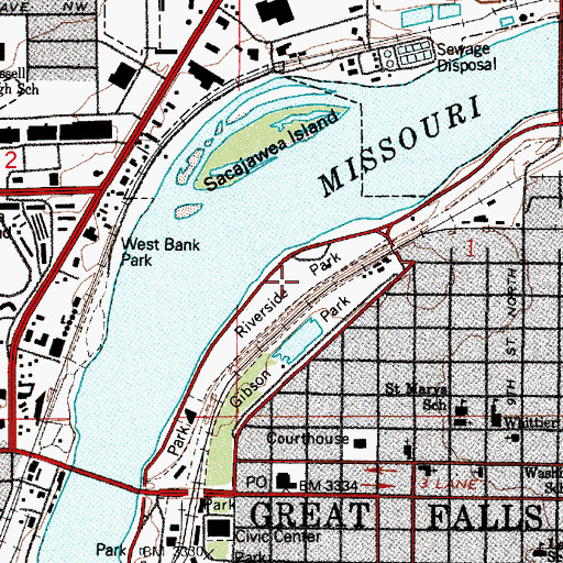 Topographic Map of Riverside Park, MT