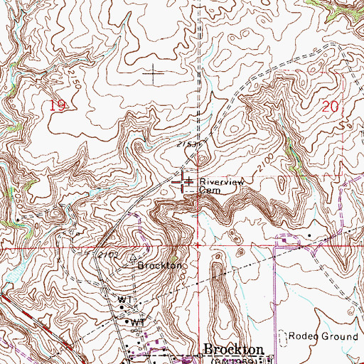 Topographic Map of Riverview Cemetery, MT