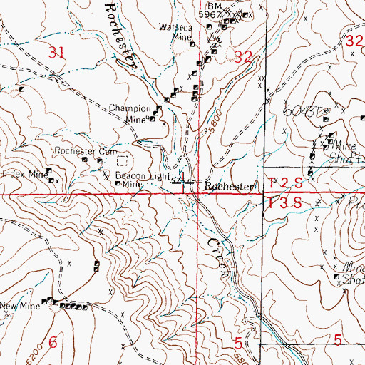 Topographic Map of Rochester, MT