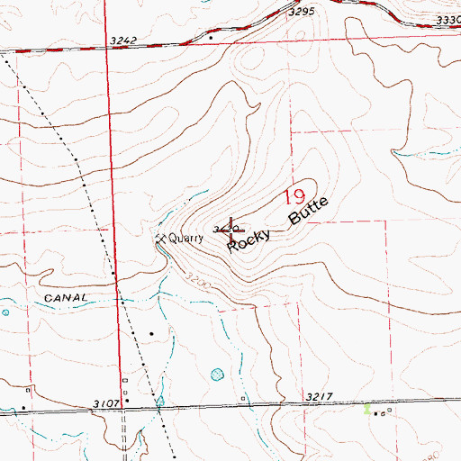 Topographic Map of Rocky Butte, MT