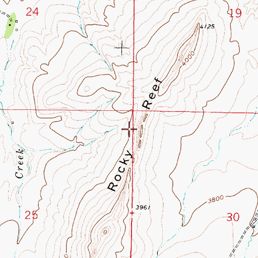 Topographic Map of Rocky Reef, MT