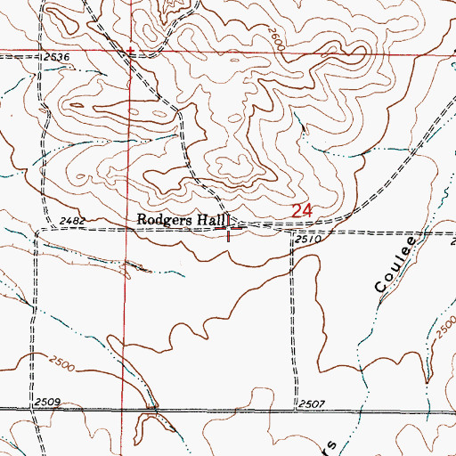Topographic Map of Rodgers Hall, MT