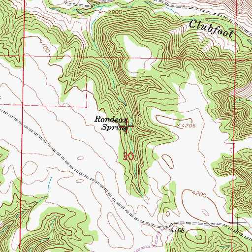 Topographic Map of Rondeau Spring, MT