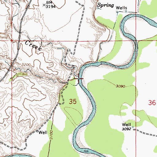 Topographic Map of Rough Creek, MT