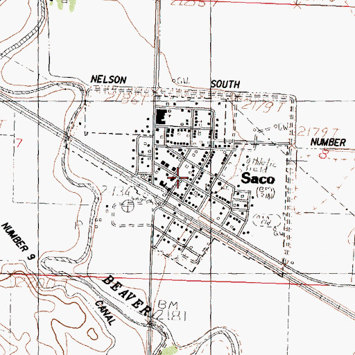 Topographic Map of Saco, MT