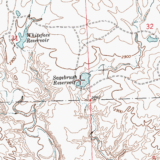 Topographic Map of Sagebrush Reservoir, MT