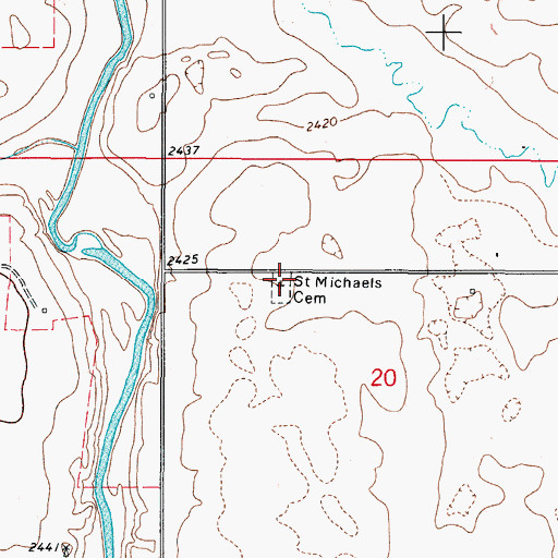 Topographic Map of Saint Michaels Cemetery, MT