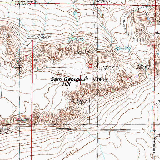 Topographic Map of Sam George Hill, MT