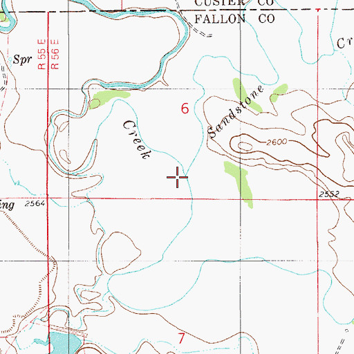 Topographic Map of Sandstone Creek, MT