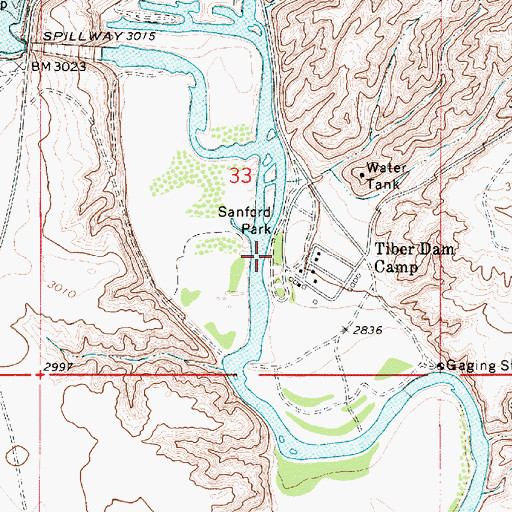 Topographic Map of Sanford Park, MT