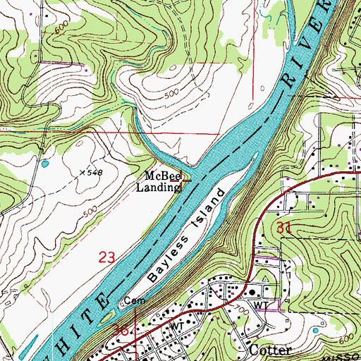 Topographic Map of McBee Landing, AR