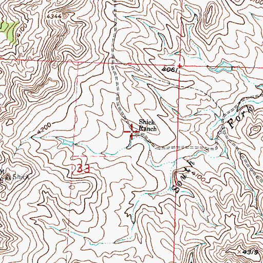 Topographic Map of Shick Ranch, MT