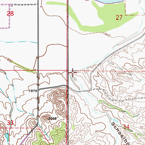 Topographic Map of Schoolhouse Coulee, MT
