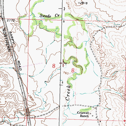 Topographic Map of Scraper Coulee, MT