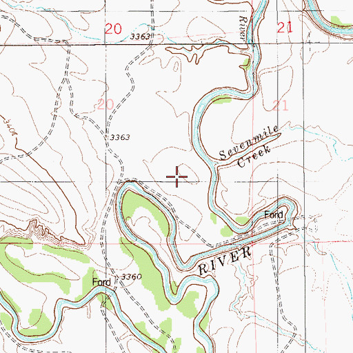 Topographic Map of Sevenmile Creek, MT