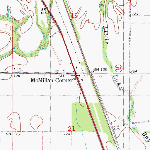 Topographic Map of McMillan Corner, AR