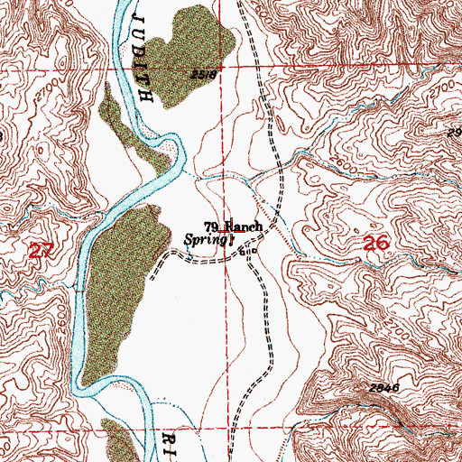 Topographic Map of Seventynine Ranch, MT