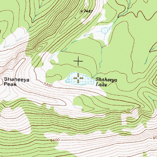 Topographic Map of Shaheeya Lake, MT