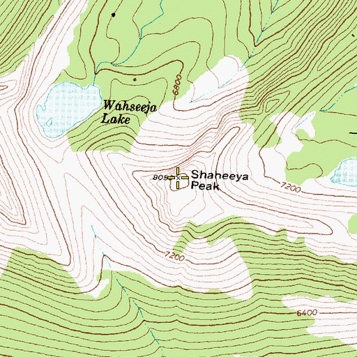 Topographic Map of Shaheeya Peak, MT