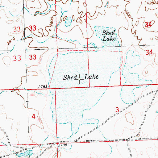 Topographic Map of Shed Lake, MT