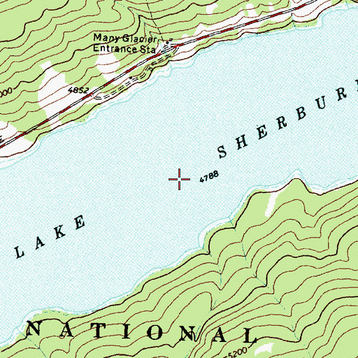 Topographic Map of Lake Sherburne, MT
