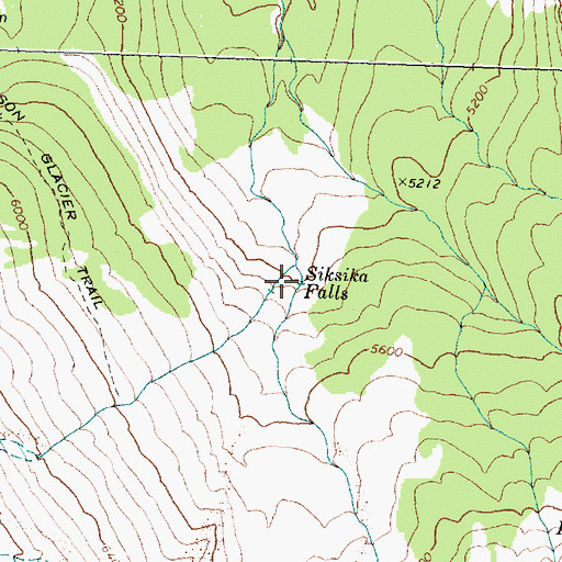 Topographic Map of Siksika Falls, MT