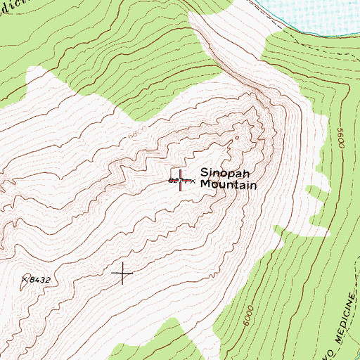 Topographic Map of Sinopah Mountain, MT