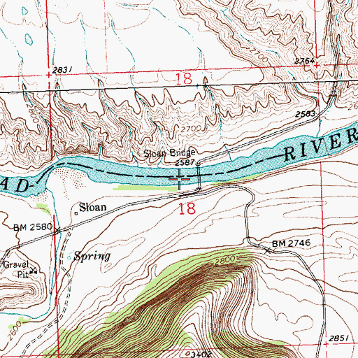 Topographic Map of Sloan Bridge, MT