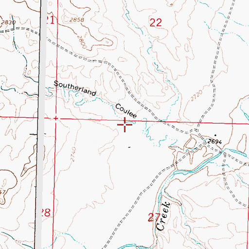 Topographic Map of Southerland Coulee, MT