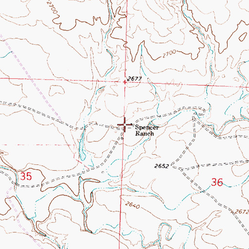Topographic Map of Spencer Ranch, MT