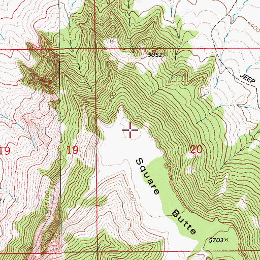 Topographic Map of Square Butte, MT