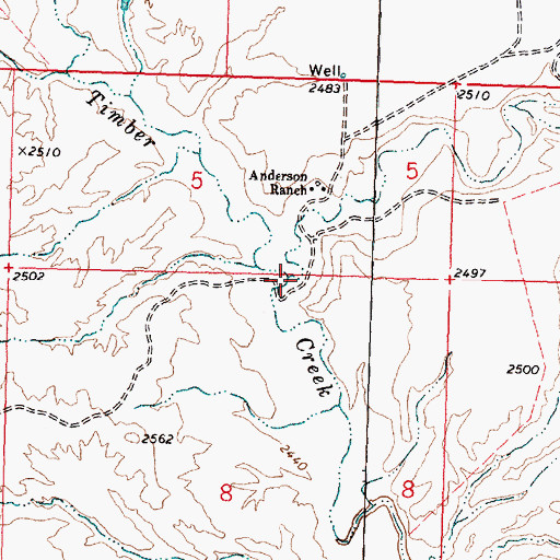 Topographic Map of Square Creek, MT