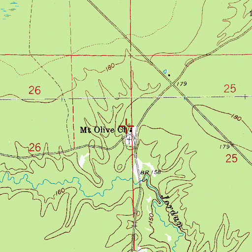 Topographic Map of Mount Olive Baptist Church, AR