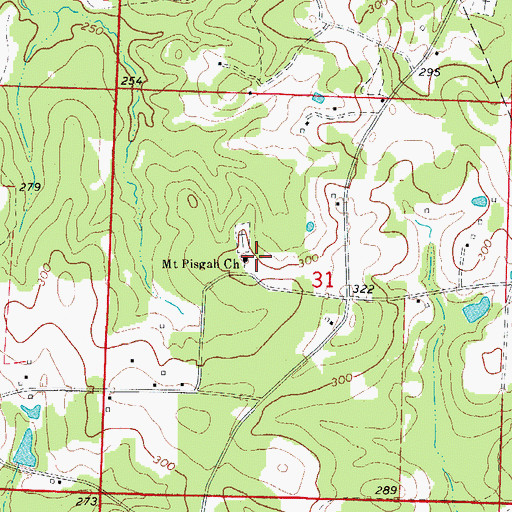 Topographic Map of Mount Pisgah United Methodist Church, AR