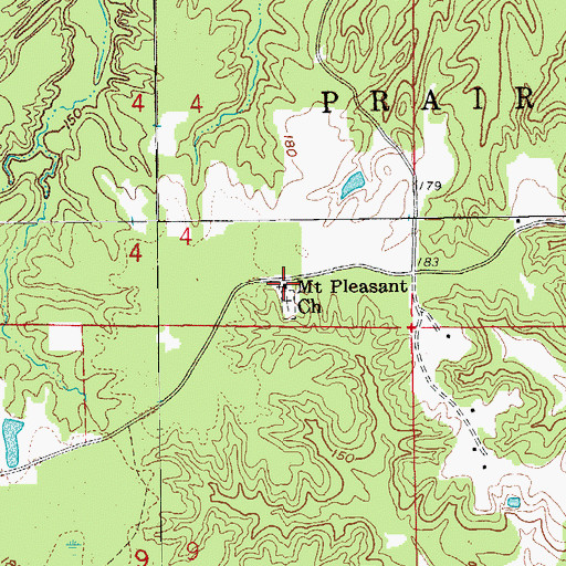 Topographic Map of Mount Pleasant Baptist Church, AR