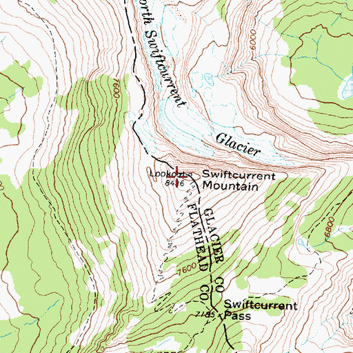 Topographic Map of Swiftcurrent Mountain, MT