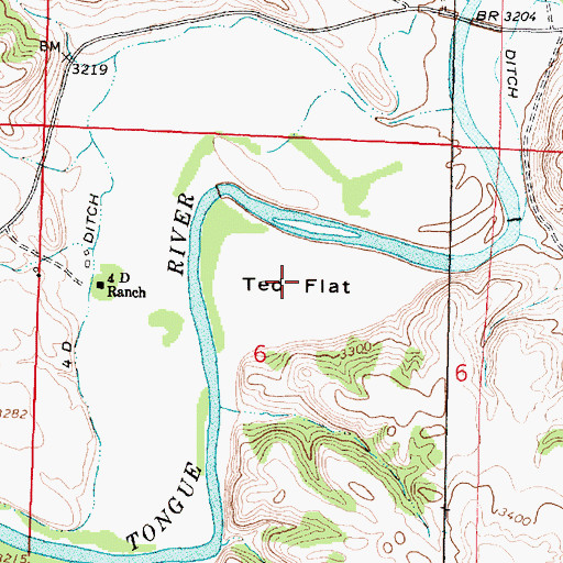 Topographic Map of Ted Flat, MT
