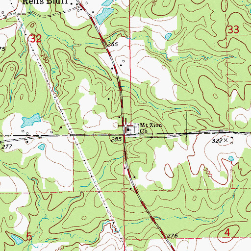 Topographic Map of Mount Zion Presbyterian Church, AR