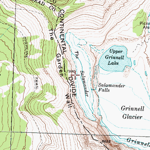 Topographic Map of The Salamander Glacier, MT