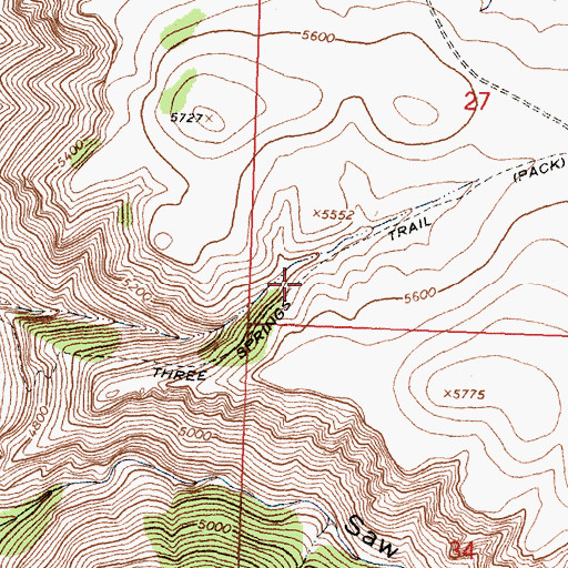 Topographic Map of Three Springs Trail, MT