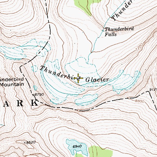 Topographic Map of Thunderbird Glacier, MT
