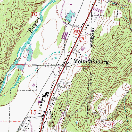 Topographic Map of Mountainburg, AR