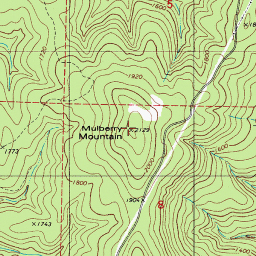 Topographic Map of Mulberry Mountain, AR