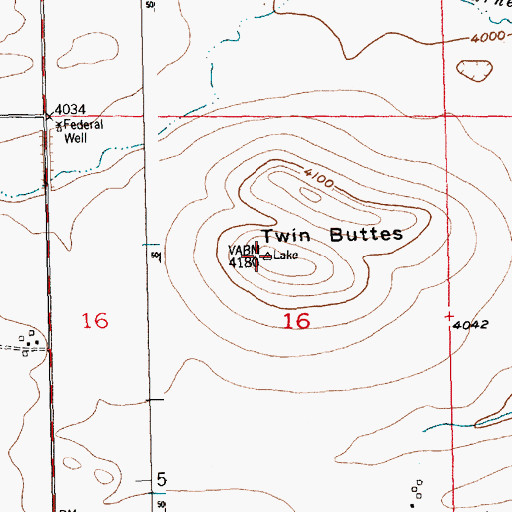 Topographic Map of Twin Buttes, MT