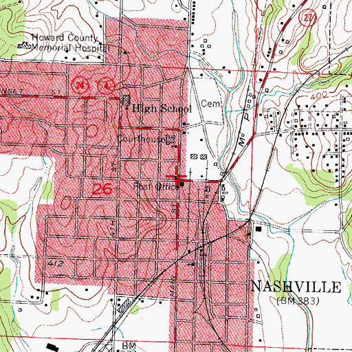Topographic Map of Nashville, AR