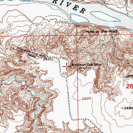 Topographic Map of Waidman Coal Mine, MT