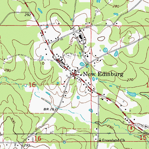 Topographic Map of New Edinburg, AR