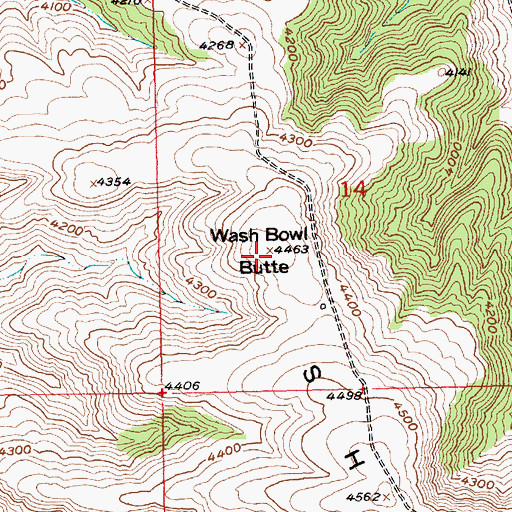 Topographic Map of Wash Bowl Butte, MT
